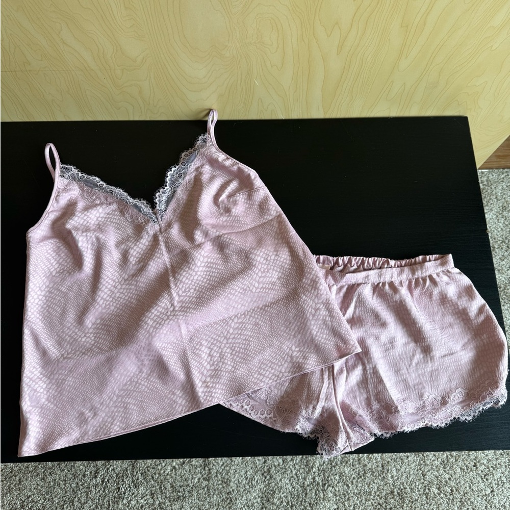 Victoria's Secret Light Pink Lace Trim Pajama Set